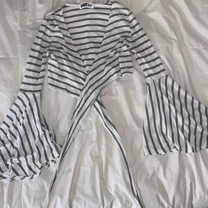Audrey 3+1 Striped wrap crop top